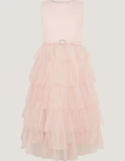 Sleeveless Tiered Party Dress Pink