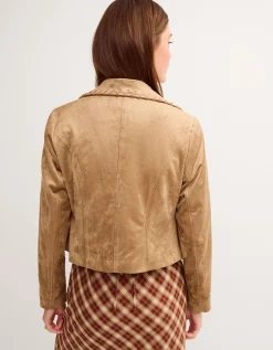 Sofia Faux Suede Jacket Ivory