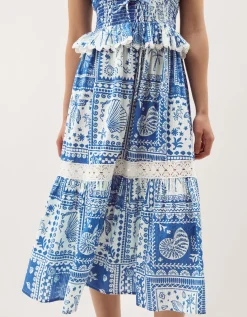 Soleil Print Midi Dress Blue