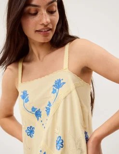 Sophie Embroidered Midi Cami Dress Yellow
