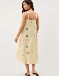 Sophie Embroidered Midi Cami Dress Yellow
