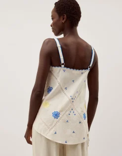 Sophie Sleeveless Embroidered Top Ivory
