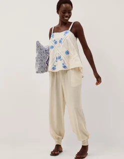Sophie Sleeveless Embroidered Top Ivory