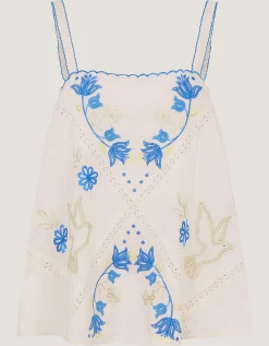 Sophie Sleeveless Embroidered Top Ivory