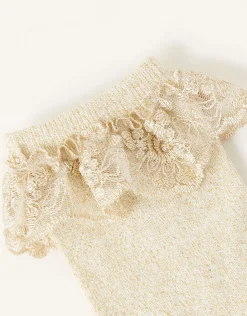 Sparkle Flower Socks Gold