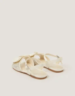 Sparkle Pearl Bow Sandals Ivory