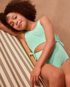 Starfish Imprint Cut Out Swimsuit Green