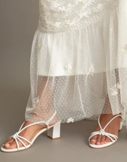 Strappy Block Heel Sandals Ivory