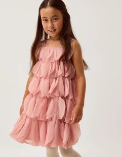Strappy Scallop Frill Dress Pink