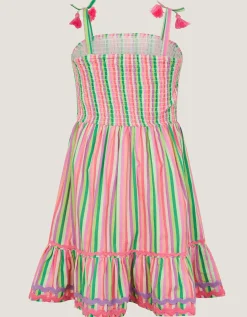 Strappy Stripe Dress Green
