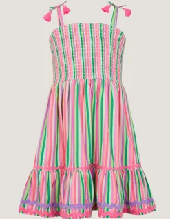 Strappy Stripe Dress Green