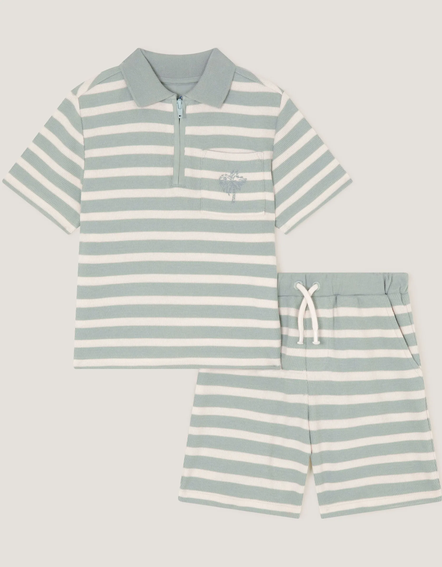 Stripe Jersey Shirt & Shorts Set Green