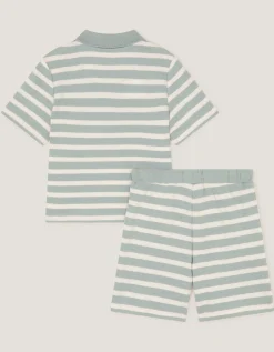 Stripe Jersey Shirt & Shorts Set Green