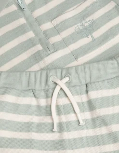 Stripe Jersey Shirt & Shorts Set Green