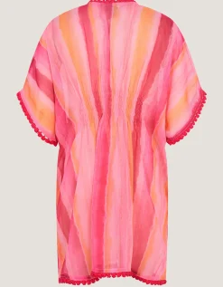 Stripe Tie-Dye Kaftan Pink