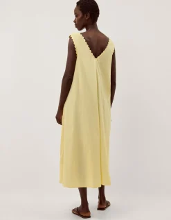Sunny Sleeveless Scallop Midi Dress Yellow