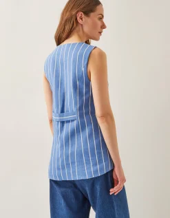 Susan Stripe Waistcoat Blue