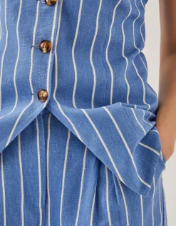 Susan Stripe Waistcoat Blue