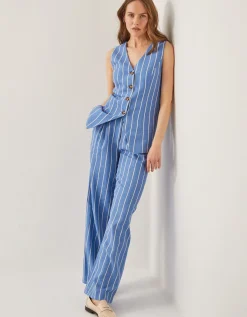 Susan Stripe Waistcoat Blue