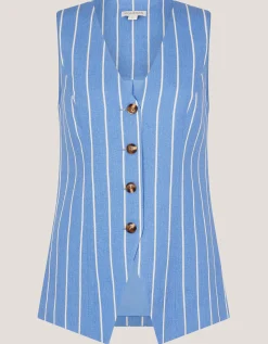 Susan Stripe Waistcoat Blue