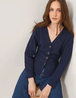 Suzy Fitted V-Neck Cardigan Blue