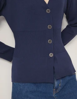 Suzy Fitted V-Neck Cardigan Blue