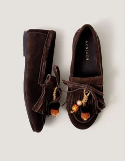 Tabitha Suede Moccasin Loafers Brown