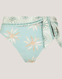 Tashie Sun Print High Waist Bikini Bottom Blue