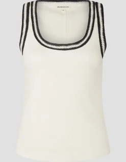 Tate Crochet Trim Tank Top Ivory
