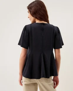 Tate Lace Trim Jersey T-Shirt Blue