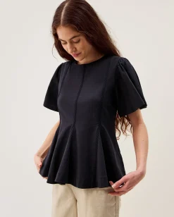 Tate Lace Trim Jersey T-Shirt Blue