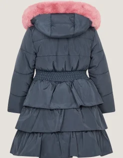 Taylor Bow Hooded Puffer Coat Blue