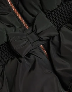 Taylor Bow Hooded Puffer Coat Black