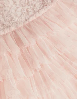 Taylor Sequin Lace Tiered Party Dress Pink