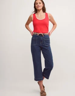 Teri Contrast Stitch Jersey Cami Top Red