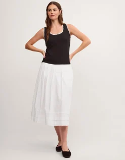 Teri Contrast Stitch Jersey Cami Top Black