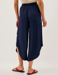 Teri Drawstring Culotte Trousers Blue