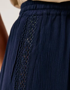 Teri Drawstring Culotte Trousers Blue