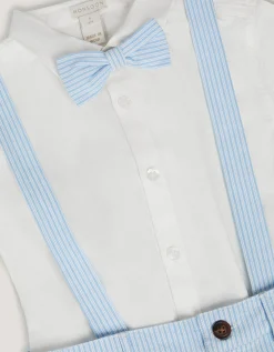 Theo 3-Piece Stripe Short Suit with Braces Blue