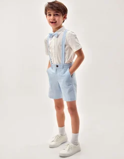 Theo 3-Piece Stripe Short Suit with Braces Blue