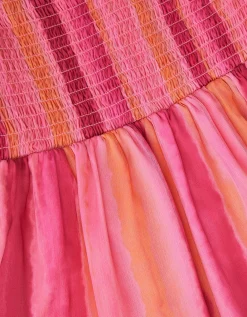 Tie-Dye Smocked Beach Dress Pink