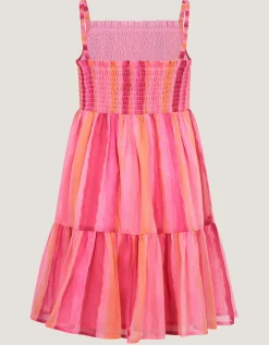 Tie-Dye Smocked Beach Dress Pink