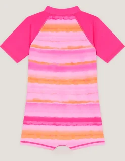 Tie-Dye UPF50+ Short Sleeve Swimsuit Pink