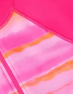 Tie-Dye UPF50+ Short Sleeve Swimsuit Pink