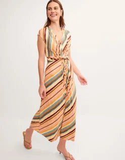 Tola Stripe Jersey Midi Dress Pink
