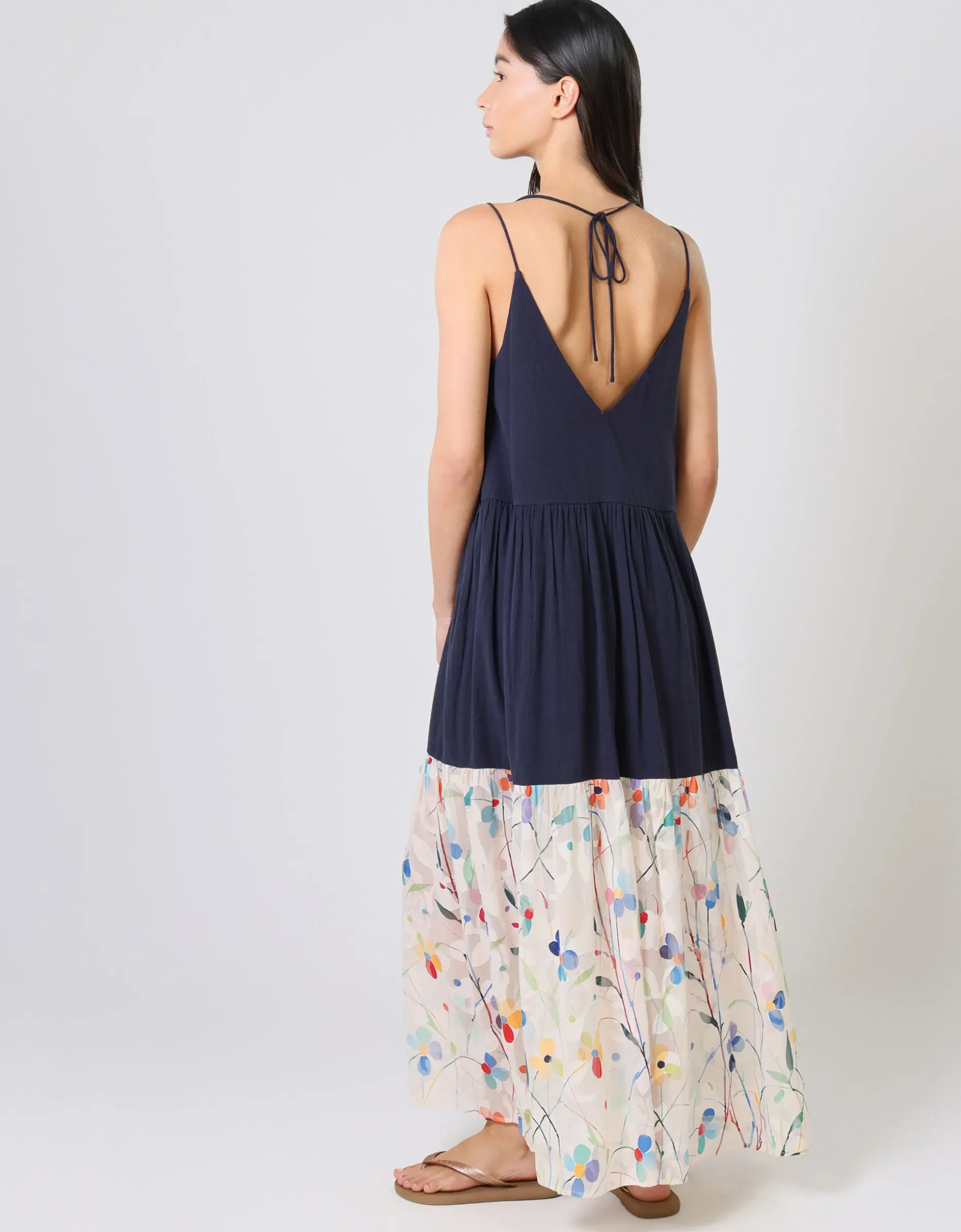 Traffic People Ithaca Tiered Print Maxi Dress Blue