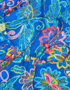 Tropical Floral Crossover Dress Blue