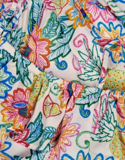 Tropical Floral Strappy Top & Skirt Set Ivory