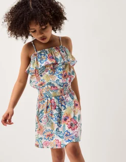 Tropical Floral Strappy Top & Skirt Set Ivory
