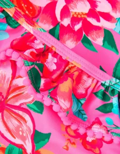 Tropical Flower Print UPF50+ Long Sleeve Swim Set Pink